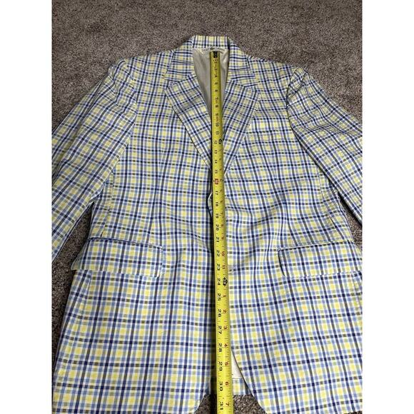 Vintage IZOD Lacoste Men's Plaid Sport Coat Blazer - Size 40R Green Blue - Picture 5 of 7